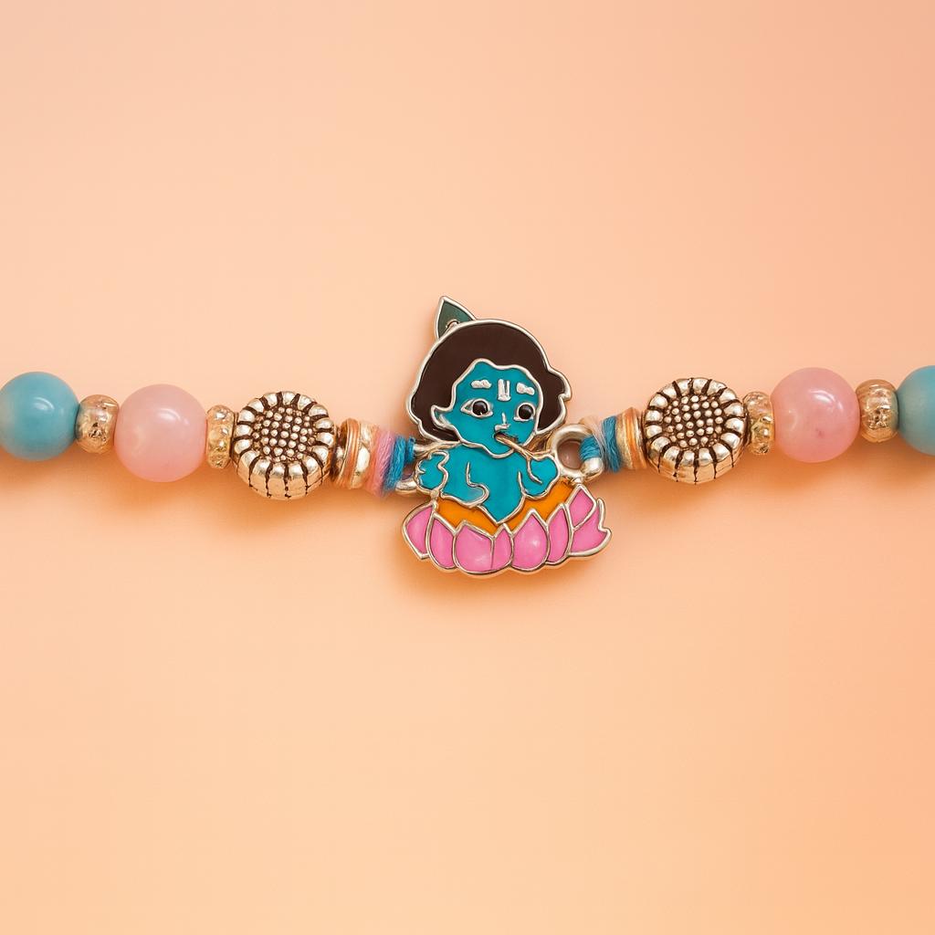 Kids 925 Pure Silver Krishna Rakhi — 925 silver, image 1