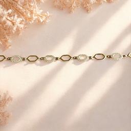 Elegant Hexagon & Oval Link Bracelet In 925 Sterling Silver thumbnail 1