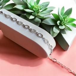 Elegant Hexagon & Oval Link Bracelet In 925 Sterling Silver thumbnail 2