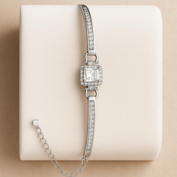 925 Sterling Silver Square-cut Statement Bracelet — 925 silver, image 1
