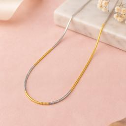 Elegant 925 Silver Dual-tone Chain – Alternating Gold & Silver Finish thumbnail 1