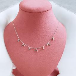 925 Sterling Silver Moon Charm Necklace thumbnail 1