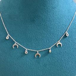 925 Sterling Silver Moon Charm Necklace thumbnail 2