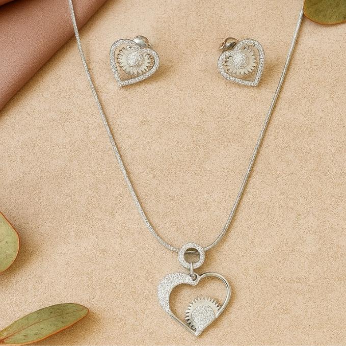925 Silver Heartshine Pendant Set (without Chain) — 925 silver, image 1