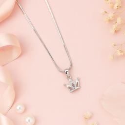 925 Sterling Silver Crown Pendant Necklace thumbnail 1