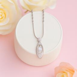 Elegant 925 Silver Chain With Dazzling Teardrop Pendant thumbnail 1