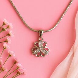Elegant 925 Silver Floral Pendant Necklace thumbnail 1
