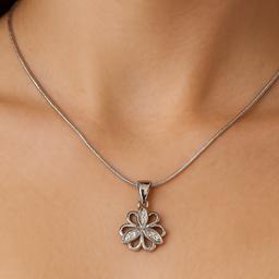Elegant 925 Silver Floral Pendant Necklace thumbnail 2