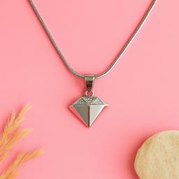 Elegant 925 Sterling Silver Diamond-shaped Pendant Necklace thumbnail 2