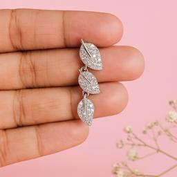 Elegant 925 Silver Detachable Leaf Dangle Earrings thumbnail 2