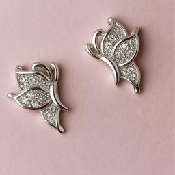 Elegant 925 Silver Butterfly Stud Earrings thumbnail 1