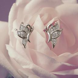 Elegant 925 Silver Butterfly Stud Earrings thumbnail 3