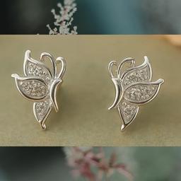 Elegant 925 Silver Butterfly Stud Earrings thumbnail 4
