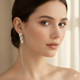 Elegant 925 Silver Detachable Leaf Dangle Earrings thumbnail 6