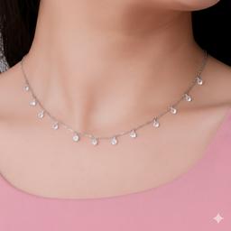 925 Sterling Silver Crystal Drop Choker – Delicate Sparkle Elegance thumbnail 2