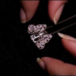 925 Silver Butterfly Pendant Chain – Open Wing Design With “love” Inscription thumbnail 2