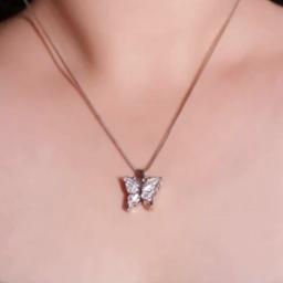 925 Silver Butterfly Pendant Chain – Open Wing Design With “love” Inscription thumbnail 3