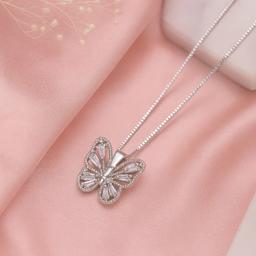 925 Silver Butterfly Pendant Chain – Open Wing Design With “love” Inscription thumbnail 5