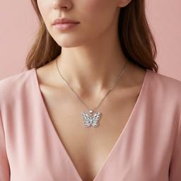 925 Silver Butterfly Pendant Chain – Open Wing Design With “love” Inscription thumbnail 7