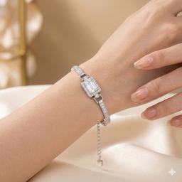 925 Sterling Silver Rectangle-cut Statement Bracelet thumbnail 1