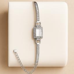 925 Sterling Silver Rectangle-cut Statement Bracelet thumbnail 3