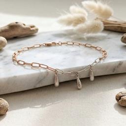 Rose Gold & Silver Dual Tone Drop Bracelet – 925 Silver thumbnail 2