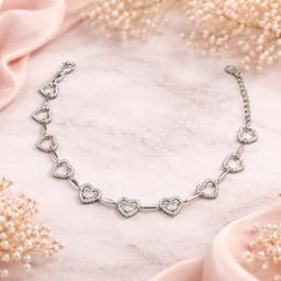 925 Silver Sparkling Heart Bracelet thumbnail 3