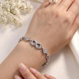 Infinity Love 925 Silver Heart Bracelet thumbnail 2