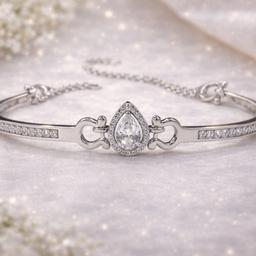 Elegant Teardrop Crystal 925 Silver Bracelet ✨ thumbnail 1