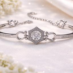 Elegant Hexagon Crystal 925 Silver Bracelet ✨ thumbnail 2