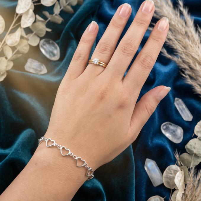 Delicate Silver Multi-heart Bracelet