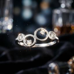 ✨ Minimal Crystal Circle Silver Ring Size : 8 thumbnail 2