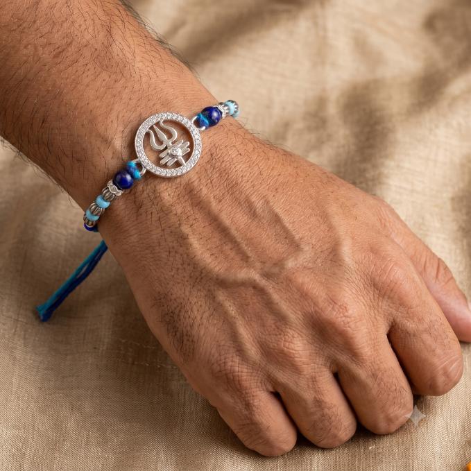 Divine Trishul 925 Pure Silver Rakhi – Lord Shiva’s Blessing — 925 silver, image 1