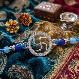 Auspicious Swastik Pure 925 Sterling Silver Rakhi thumbnail 2