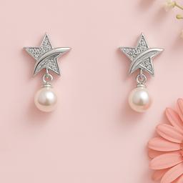 Floral 925 Silver Pearl Drop Earrings thumbnail 1