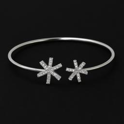 Elegant Silver Snowflake Open Bangle Bracelet thumbnail 3
