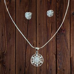 925 Silver Floral Sparkle Pendant Set (without Chain) thumbnail 3
