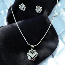925 Silver Chevron Heart Pendant Set (without Chain) thumbnail 3