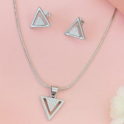 925 Silver Triangle Spark Pendant Set (without Chain) thumbnail 1