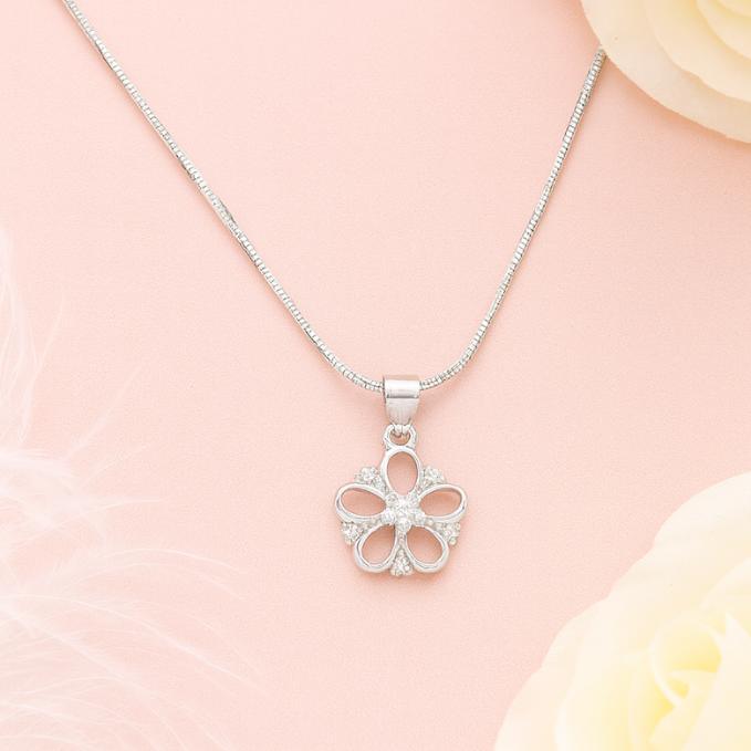 925 Silver Floral Elegance Pendant Necklace — 925 silver, image 1