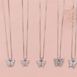 925 Silver Butterfly Pendant Chain – Open-wing Design With “best” Engraving thumbnail 6