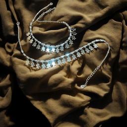 ✨ 925 Silver Anklet With Glass-like Shine & Cute Dangling Charms thumbnail 1