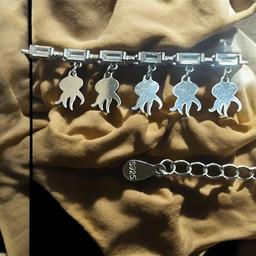 ✨ 925 Silver Anklet With Glass-like Shine & Cute Dangling Charms thumbnail 3