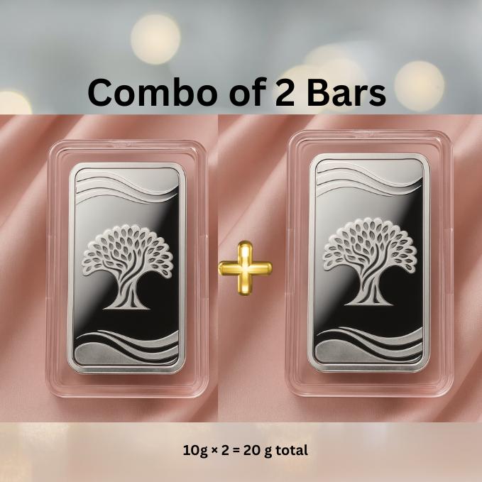 Pure 999 Silver Bar Combo (2 Bars Of 10 Gm) | Bis Hallmarked | Premium Mirror Finish — 925 silver, image 1