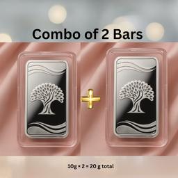 Pure 999 Silver Bar Combo (2 Bars Of 10 Gm) | Bis Hallmarked | Premium Mirror Finish thumbnail 1