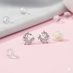 Dazzling Diamond-shine Floral Wreath Stud Earrings thumbnail 1