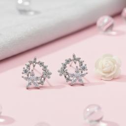 Dazzling Diamond-shine Floral Wreath Stud Earrings thumbnail 2