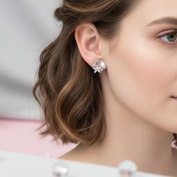 Dazzling Diamond-shine Floral Wreath Stud Earrings thumbnail 3