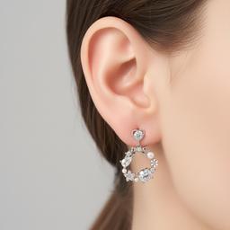 Elegant Bow & Crystal Floral Wreath Design Dangle Earrings thumbnail 3