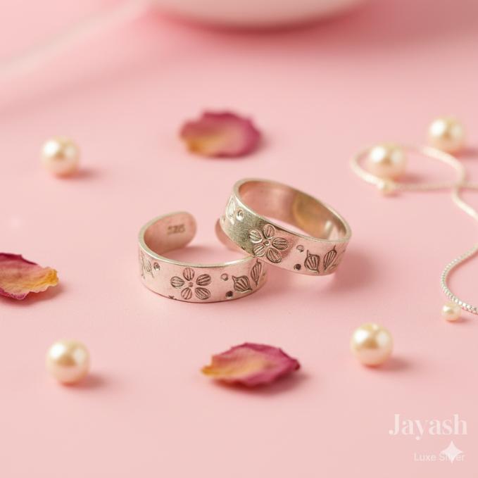 925 Silver Toe Ring Floral Vibe — 925 silver, image 1